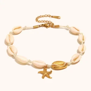 Beach style Shell Starfish Stainless Steel Ankle Chain
