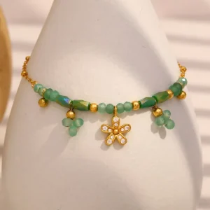 Beaded Bracelet, Gold Plated Stainless Steel