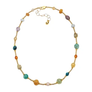 Beaded Necklace Jewelry Fashion Natural Stone Waterproof Stainless Steel Beads Custom Jewelry for Women Gift
