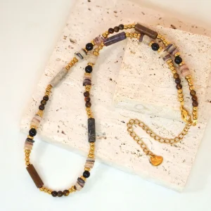 Beaded Necklace Jewelry Fashion Natural Tiger Eye Waterproof Titanium Steel Necklace New Style Jewelry for Women