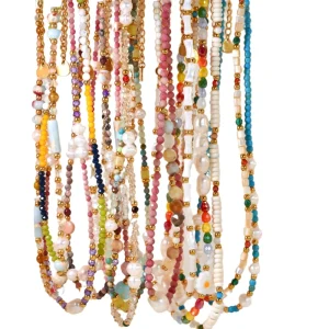 Beaded Necklace with Shell Stone, Waterproof Stainless Steel, Freshwater Pearl for Women