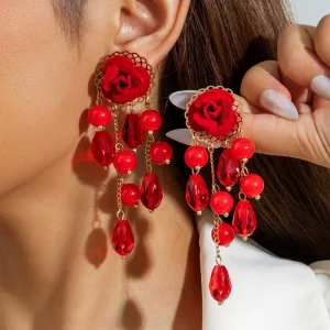 Beaded Niche Design Tassel Flower Earrings for Jewelry Shop N240507