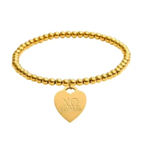 Beaded Stretch Bracelet Women Sorority Jewelry Engraved Custom Greek Letters Charm Stainless Steel Sisterhood Jewelry Waterproof
