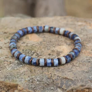 Beaded Stretch Bracelets Boho Stackable Elastic Bead Bangles Natural Stone Wood Colorful Spacer Beads Bracelet for Unisex