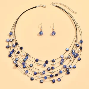 Beads Jewelry Set, Necklace and Earrings Set, Bohemian Style, Multi Layer Jewelry Set