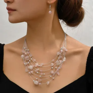 Beads Jewelry Set Wire Necklace and Earrings Set Bohemia Fashion Jewelry Set