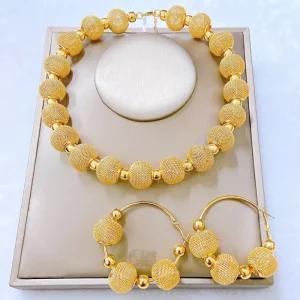 Beads Popular Copper Alloy Gold Plated Wedding Party Gift Birthday Factory Luxury Latest Costume Jewelry Set