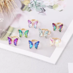 Beautiful and Sparkling Fine Jewelry Rings Gradient Butterfly Rings Elegant Fashion Jewelry Rings Trendy Personality Jewelry