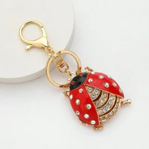 Beetle Keychain Bulk Rhinestone Insect Pendant Crystal Bag Charm Gift for Women Car Keys