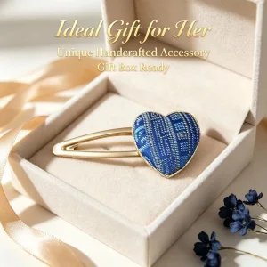 Bespoke Factory Zhuang Brocade Woven Golden Heart Shape Patterned Hair Slide Clip for Women With Heritage Craft