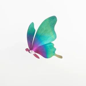 Bespoke G23 Titanium Zircon Pendant Brooch Gradient Color Butterfly Wing Jewelry Custom Personalized