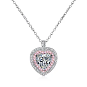 Bespoke Jewellery S925 Sterling Silver Necklace Engagement Gold Plated 1CT Heart Cut Moissanite Pendant Wedding Gifts for Women