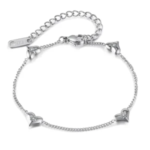 Best Seller Stainless Steel Bracelets Women Jewelry CZ Stones Heart Charms Bracelets for Lady Jewelry