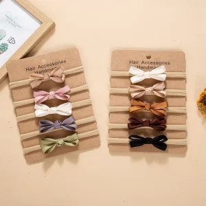 Best Selling 5Pcs Set Baby Bows Nylon Headbands Sweet Lovely Baby Girl Hairband Headwear Infant Hair Accessories