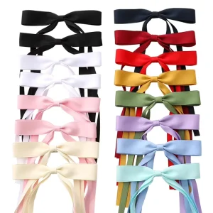Best Selling Hair Clips Ribbon Bow For Girl Hair Ribbon Bow High Quality Colorful Streamer Bows With Adjustable Alligator Clip