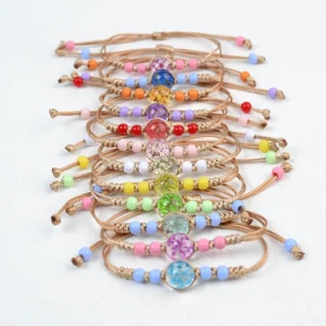 Best selling Dried Flower Glass Bead Stringing Bracelet in Various Colors Simple and Fashionable Girl’s Jewelry Ornaments