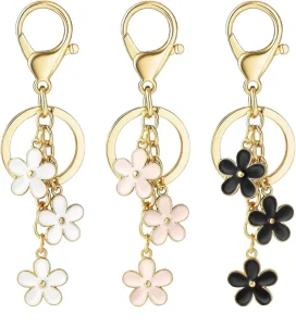 Best selling Handmade 26 letter Flower Keychain Cute and Fashionable for Girls and Students Bag Charm and Key Ring
