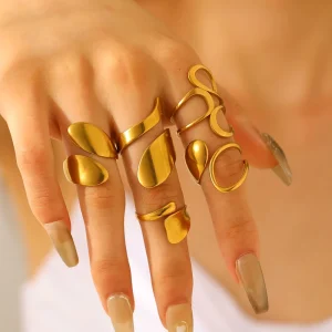 Best selling Instagram Influencer Oil dripping Stainless Steel Ring for Women That Doesn’t Fade Gold plated Ring HS 000160