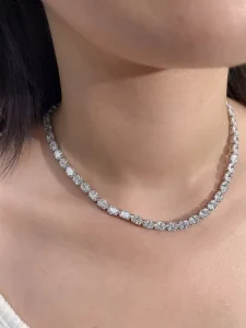 Best selling Oval Cut Tennis Necklace Lab Grown Diamond Necklace 925 Sterling Silver 10K Gold Fashion Jewelry Necklaces Women