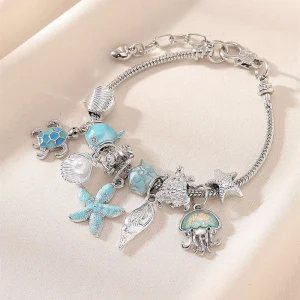 Bestone Trendy Multi Element DIY Bracelet Ocean Style Animal Fashion Adjustable Beaded Bracelets Cute Gift For Women