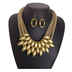 Big Necklace Choker Chunky Bib Cluster Charms Costume Jewelry Set Multi layer Rope Woven Gauze Necklaces Earrings Set