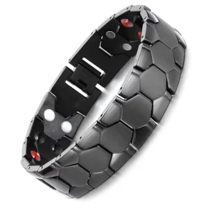 BioMagnetic Jewelry Classic Magnetic Black And Gold Jewelry Stainless Steel Men Bracelet