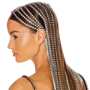 Black African Style Hair Accessories Headwear Jewelry Rhinestone Chain Horse Hair Tassel Hairbands for Women