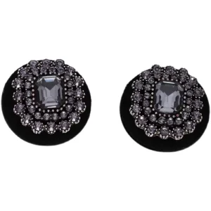Black Alloy Vintage Retro Style Light Luxury Distinctive Stud Earrings Crystal Rhinestone Elegant Design Party Women’s New