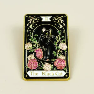 Black Cartoon Brooch Cute Flowers Personalized Rectangle Shape Drip Oil Technique Clothing Backpack Decoration Badge