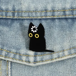 Black Cat Void Loading Enamel Pin Spinning Cartoon Brooch Bulk Lapel Badge Funny Animal Jewelry