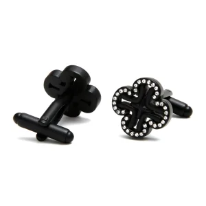 Black Color Crystal Diamond Elegant Cufflinks Custom Men’s Suit Shirt Fashion Accessory Wedding Tuxedo Trendy Jewelry