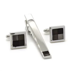 Black Color Enamel Elegant Cufflinks Tie Clips Custom Mens Suit Shirt Fashion Accessory Wedding Tuxedo Trendy Jewelry