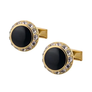 Black Enamel Crystal Diamond Elegant Cufflinks Custom Mens Suit Shirt Fashion Accessory Wedding Tuxedo Trendy Jewelry