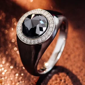 Black Engagement Hiphop Party Fashion Design Finger 925 Silver Gold Plated Third Party Certified Brilliant Cut Moissanite Ring
