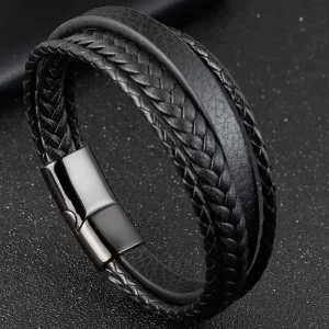 Black Gold Plated Men’s Geometric Bracelet Stylish Modern Design Anniversary Small Wrists Wrap