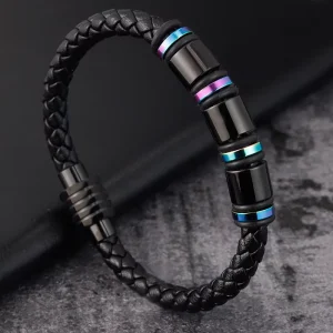 Black Gold Plated Men’s Geometric Bracelet Stylish Modern Design Anniversary Small Wrists Wrap