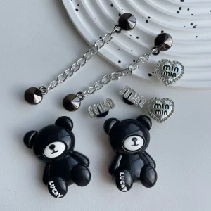 Black Love Bear DIY Detachable Hole Decorative Buckle Shoe Charms for Shoes & Bag Accessories