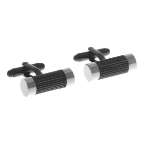 Black Silver Cylinder Design Cufflinks Custom Mens Suit Shirt Fashion Accessory Wedding Tuxedo Trendy Jewelry Gift