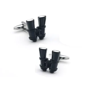 Black Telescope Novelty Cufflinks Custom Men’s Suit Shirt Fashion Accessory Wedding Tuxedo Trendy Jewelry Gift Set