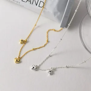 Black Zircon Heart Shaped Star Fashion Chokers Silver Necklace for Girls