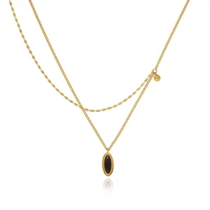 Black Zircon Pendant Charm Necklace Collar Chain Jewelry