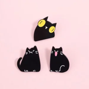 Black for Cartoon Enamel Pin UV Printing Black Nickel Cute Tongue Big Eyes Brooch Bulk Lapel Badge for Lover Jewelry