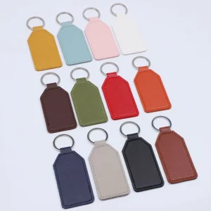 Blank PU Leather Keychain Personalized Simple Car Key Chains Key Rings Business Party Wedding Gift For DIY Pendant