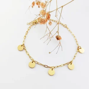 Blank Pendant Charm Bracelet Gold Plated Accessories Stainless Steel Disc Coin Round Pendant Baby Kids Bracelet
