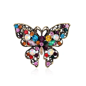 Bling Luxury Brooches Jewelry Fashion Designer Antique Mulit Color Rhinestone Fashion Women Butterfly Scarf Brooch