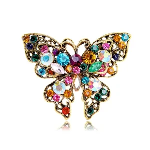 Bling Luxury Brooches Jewelry Fashion Designer Antique Mulit Color Rhinestone Fashion Women Butterfly Scarf Brooch