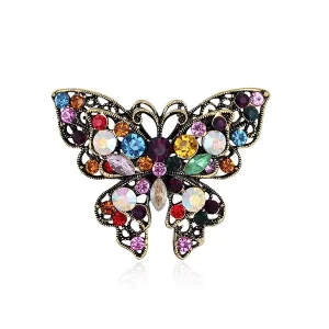 Bling Luxury Brooches Jewelry Fashion Designer Antique Mulit Color Rhinestone Fashion Women Butterfly Scarf Brooch