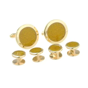 Bling Sand Stone Elegant Cufflink Stud Set Gift Custom Men’s Suit Shirt Fashion Accessory Wedding Tuxedo Trendy Gift