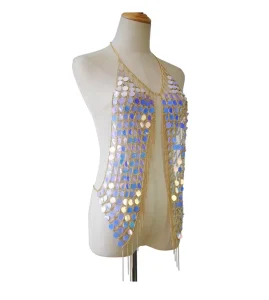 Bling Sequin Body Chain Bra Sexy Halter Top Set Women Girls Favorite Jewelry Bra Chain