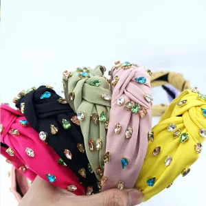 Bling Wide Headbands Turban Knot Padded Beaded Rhinestones Hair Hoops Fashion Vintage Hair Accessories